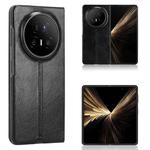 For Honor Magic V5 Cow Pattern Sewing Back Cover Phone Case(Black)