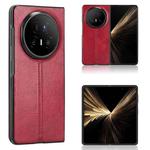 For Honor Magic V5 Cow Pattern Sewing Back Cover Phone Case(Red)