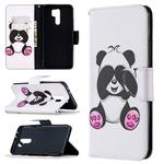 For Xiaomi Redmi 9 Colored Drawing Pattern Horizontal Flip Leather Case with Holder & Card Slots & Wallet(Shy Panda)