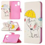 For Huawei Honor 9X Lite Colored Drawing Pattern Horizontal Flip Leather Case with Holder & Card Slots & Wallet(Umbrella and Elephant)
