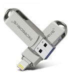 MicroDrive 2 In 1  8 Pin + USB 2.0 Portable Metal USB Flash Disk, Capacity:128GB(Silver)