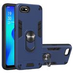 For OPPO A1k & Realme C2 2 in 1 Armour Series PC + TPU Protective Case with Ring Holder(Royal Blue)