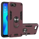 For OPPO A1k & Realme C2 2 in 1 Armour Series PC + TPU Protective Case with Ring Holder(Wine Red)