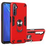 For OPPO Realme 6 2 in 1 Armour Series PC + TPU Protective Case with Ring Holder(Red)