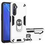 For OPPO Realme 6 2 in 1 Armour Series PC + TPU Protective Case with Ring Holder(Silver)