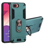 For OPPO A3s & A5 & Realme C1 2 in 1 Armour Series PC + TPU Protective Case with Ring Holder(Dark Green)