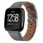 For Fitbit Versa 2 / Fitbit Versa / Fitbit Versa Lite Leather Watch Band with Round Tail Buckle(Gray)