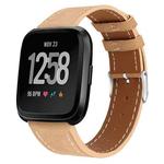 For Fitbit Versa 2 / Fitbit Versa / Fitbit Versa Lite Leather Watch Band with Round Tail Buckle(Apricot)
