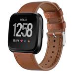 For Fitbit Versa 2 / Fitbit Versa / Fitbit Versa Lite Leather Watch Band with Round Tail Buckle(Brown)