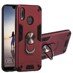 For Huawei P20 Lite / nova 3e 2 in 1 Armour Series PC + TPU Protective Case with Ring Holder(Wine Red)