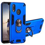 For Huawei P20 Lite / nova 3e 2 in 1 Armour Series PC + TPU Protective Case with Ring Holder(Dark Blue)