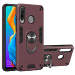 For Huawei P30 Lite / nova 4e 2 in 1 Armour Series PC + TPU Protective Case with Ring Holder(Wine Red)