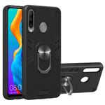 For Huawei P30 Lite / nova 4e 2 in 1 Armour Series PC + TPU Protective Case with Ring Holder(Black)