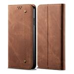 For Huawei Nova 7 SE / P40 Lite 5G Denim Texture Casual Style Horizontal Flip Leather Case with Holder & Card Slots & Wallet(Brown)