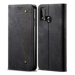 For Huawei P Smart(2020) Denim Texture Casual Style Horizontal Flip Leather Case with Holder & Card Slots & Wallet(Black)