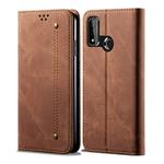 For Huawei P Smart(2020) Denim Texture Casual Style Horizontal Flip Leather Case with Holder & Card Slots & Wallet(Brown)