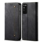 For Huawei Honor X10 5G Denim Texture Casual Style Horizontal Flip Leather Case with Holder & Card Slots & Wallet(Black)