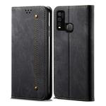 For Vivo Y50 Denim Texture Casual Style Horizontal Flip Leather Case with Holder & Card Slots & Wallet(Black)