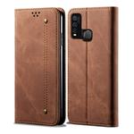 For Vivo Y50 Denim Texture Casual Style Horizontal Flip Leather Case with Holder & Card Slots & Wallet(Brown)