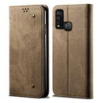 For Vivo Y50 Denim Texture Casual Style Horizontal Flip Leather Case with Holder & Card Slots & Wallet(Khaki)