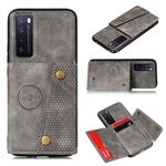 For Huawei Honor 30 Double Buckle PU + TPU Shockproof Magnetic Protective Case with Card Slot(Grey)