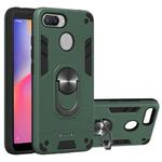 For Xiaomi Redmi 6 (Perforated) 2 in 1 Armour Series PC + TPU Protective Case with Ring Holder(Dark Green)