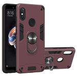 For Xiaomi Rdemi Note 5 Pro / Note 5 2 in 1 Armour Series PC + TPU Protective Case with Ring Holder(Wine Red)