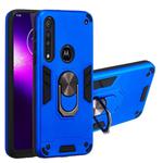 For Motorola One Macro / Moto G8 Play 2 in 1 Armour Series PC + TPU Protective Case with Ring Holder(Dark Blue)