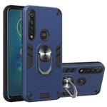 For Motorola Moto G8 Plus 2 in 1 Armour Series PC + TPU Protective Case with Ring Holder(Royal Blue)