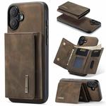 For iPhone 16 Plus DG.MING M1 Series 3-Fold Multi Card Wallet Leather Phone Case(Coffee)