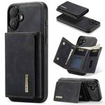 For iPhone 16 DG.MING M1 Series 3-Fold Multi Card Wallet Leather Phone Case(Black)