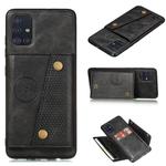 For Samsung Galaxy A31 Double Buckle PU + TPU Shockproof Magnetic Protective Case with Card Slot(Black)