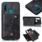 For vivo Y19 Double Buckle PU + TPU Shockproof Magnetic Protective Case with Card Slot(Black)