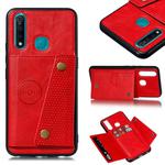For vivo Y19 Double Buckle PU + TPU Shockproof Magnetic Protective Case with Card Slot(Red)