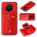 For OPPO Ace2 Double Buckle PU + TPU Shockproof Magnetic Protective Case with Card Slot(Red)