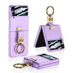For Samsung Galaxy Z Flip3 5G GKK Integrated Ultra-thin Phone Case with Z Ring Holder(Purple)