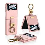 For Samsung Galaxy Z Flip3 5G GKK Integrated Ultra-thin Phone Case with Z Ring Holder(Pink)