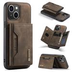 For iPhone 15 Plus DG.MING M2 Series 3-Fold Card Bag Wallet Leather Phone Case(Coffee)