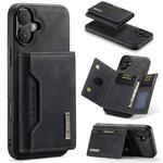 For iPhone 16 Plus DG.MING M2 Series 3-Fold Card Bag Wallet Leather Phone Case(Black)