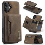 For iPhone 16 Plus DG.MING M2 Series 3-Fold Card Bag Wallet Leather Phone Case(Coffee)