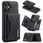 For iPhone 16 DG.MING M2 Series 3-Fold Card Bag Wallet Leather Phone Case(Black)