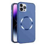For iPhone 12 Pro Max CD Texture MagSafe Frosted Translucent Phone Case(Royal Blue)