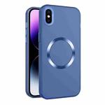For iPhone XS / X CD Texture MagSafe Frosted Translucent Phone Case(Royal Blue)