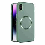 For iPhone XS / X CD Texture MagSafe Frosted Translucent Phone Case(Green)