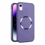 For iPhone XR CD Texture MagSafe Frosted Translucent Phone Case(Dark Purple)