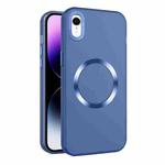 For iPhone XR CD Texture MagSafe Frosted Translucent Phone Case(Royal Blue)