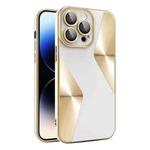 For iPhone 13 Pro S-shaped CD Pattern Electroplated TPU Phone Case with Lens Film(White)