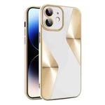 For iPhone 12 S-shaped CD Pattern Electroplated TPU Phone Case with Lens Film(White)