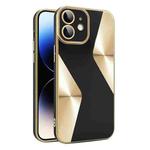 For iPhone 12 S-shaped CD Pattern Electroplated TPU Phone Case with Lens Film(Black)