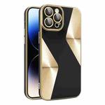 For iPhone 12 Pro Max S-shaped CD Pattern Electroplated TPU Phone Case with Lens Film(Black)